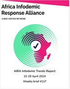 Image of the cover of the Africa Infodemic Response Alliance infodemic trends report from 22 to 29 April 2024